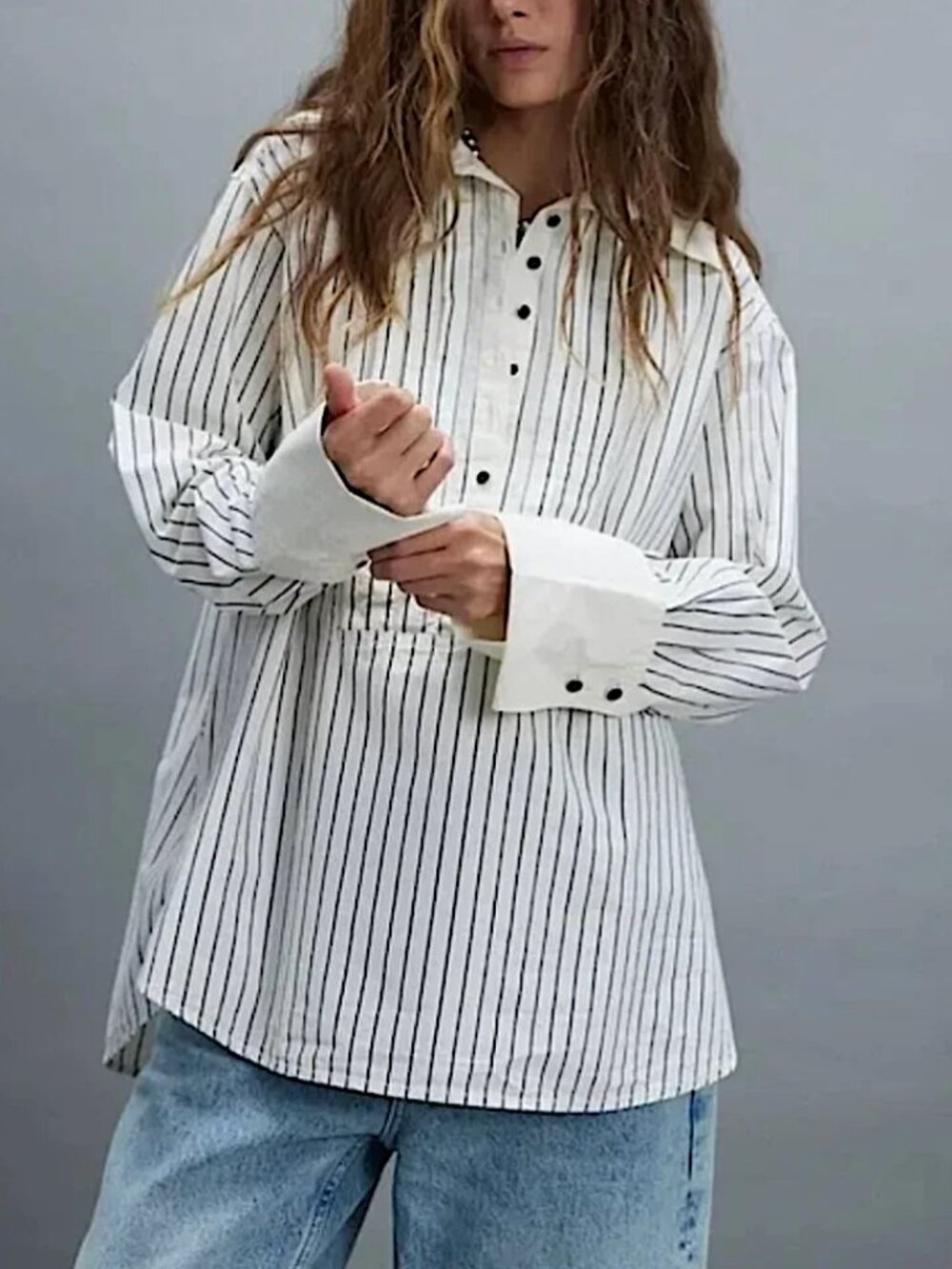 WE THE FREE After Hours Oversized Striped Shirt Top